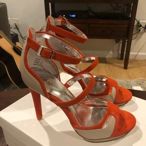 Calvin Klein Vanicia coral and tan heels